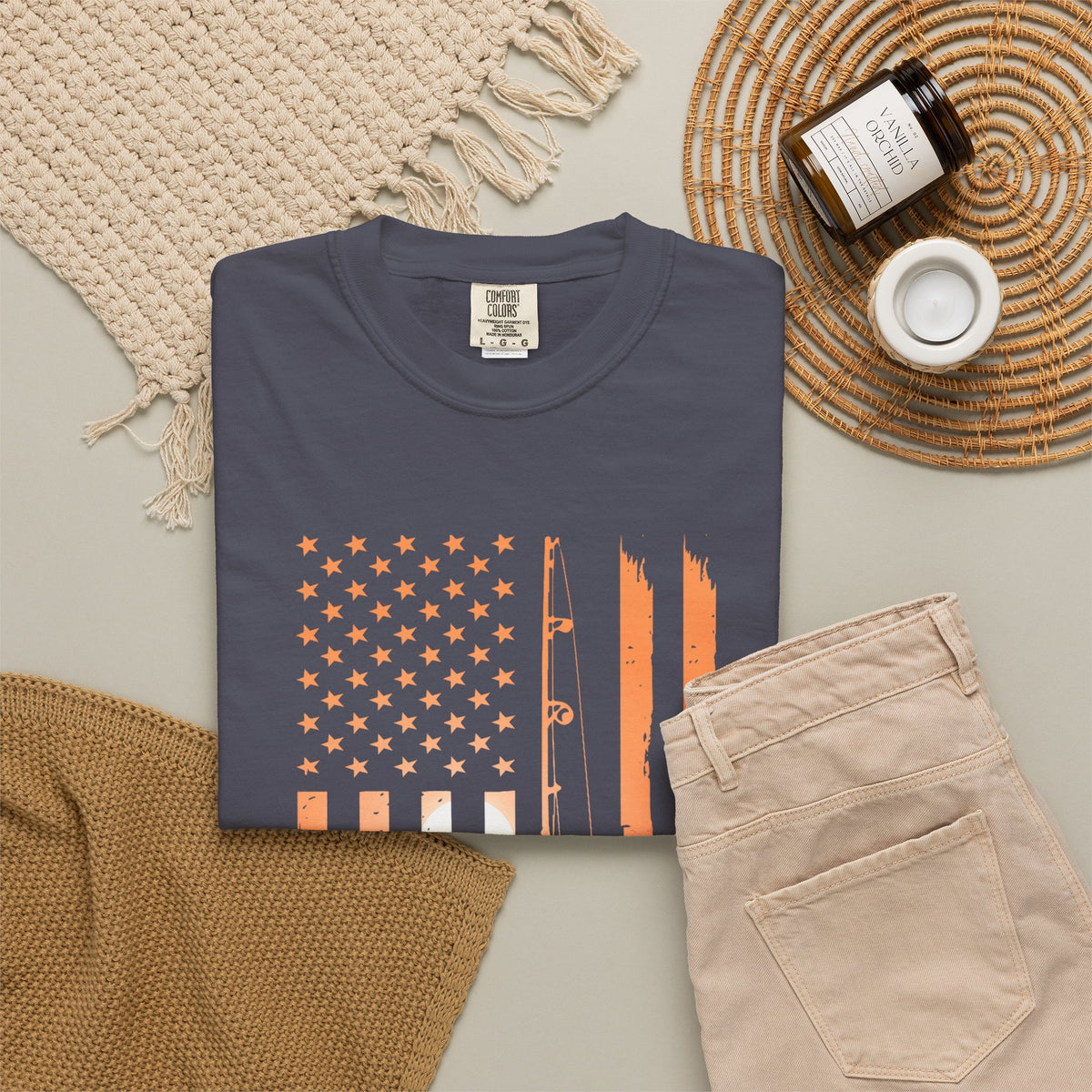 American Flag Beach T-Shirt