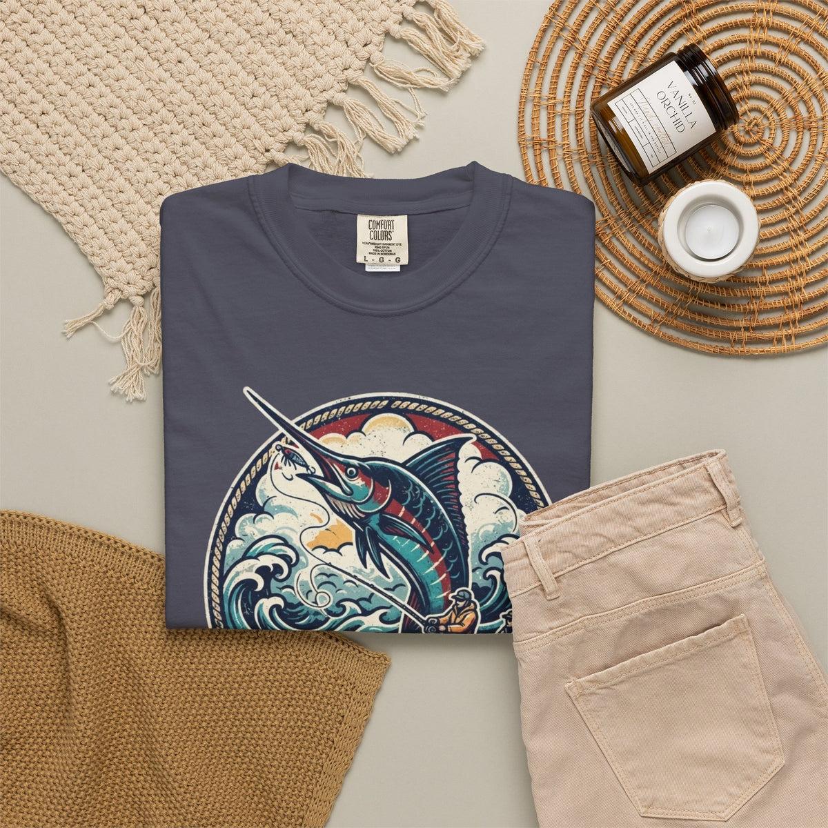 Marlin Wave T-Shirt — Vintage Ocean Fishing Graphic Tee