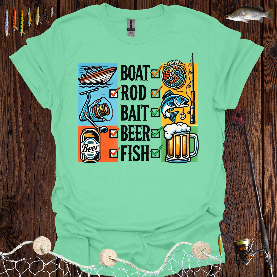 Boat Rod Bait Beer Fish T-Shirt