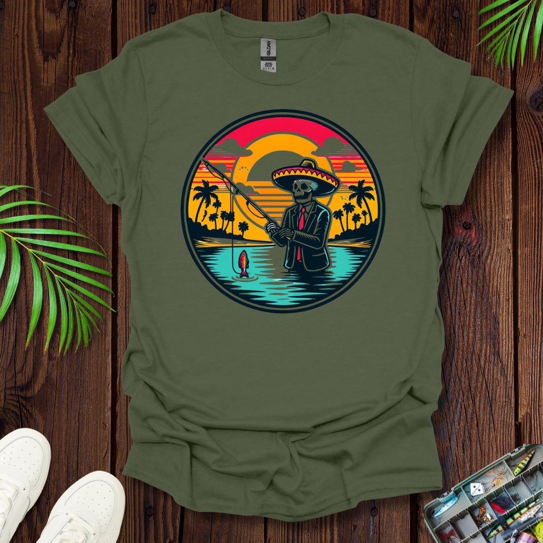 Skeleton Sombrero fishing T-Shirt