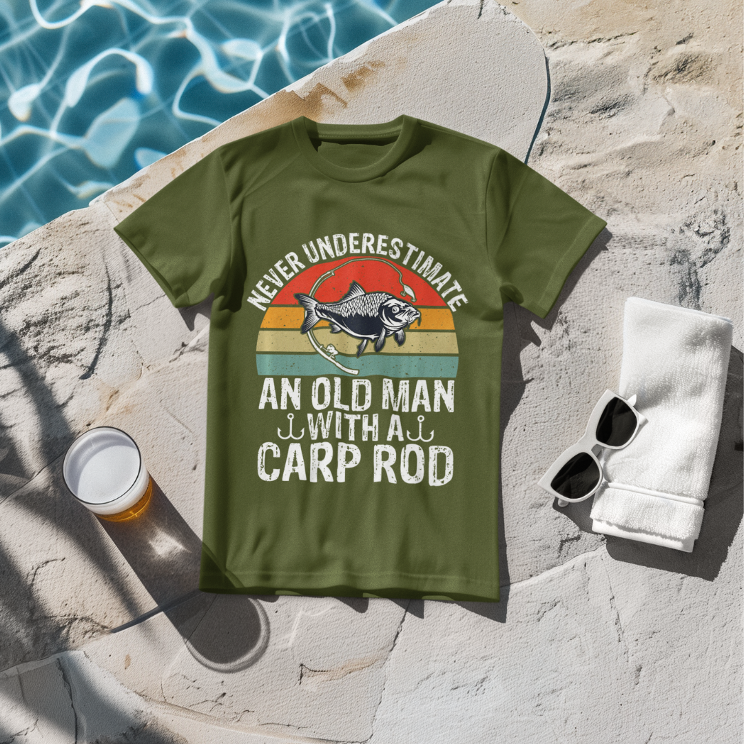 'Never Underestimate An Old Man With A Carp Rod' T-Shirt