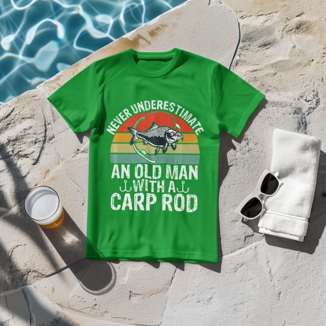 'Never Underestimate An Old Man With A Carp Rod' T-Shirt