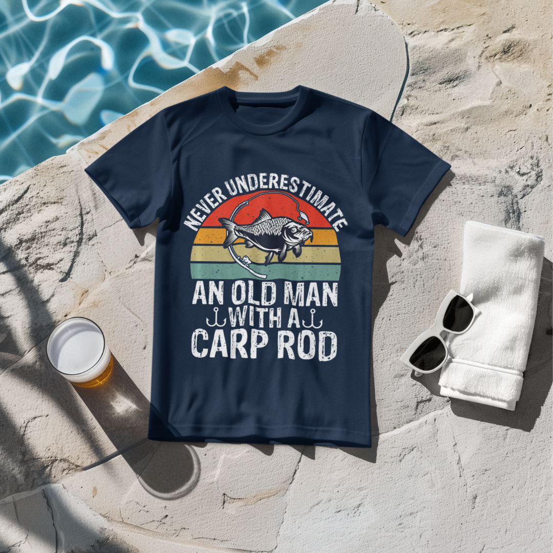 'Never Underestimate An Old Man With A Carp Rod' T-Shirt