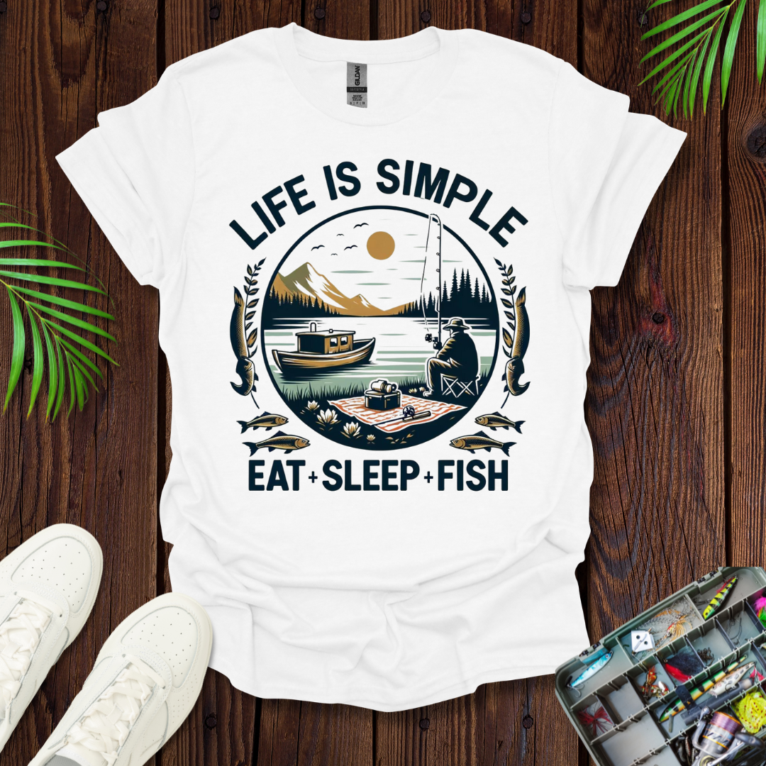 Life Is Simple Eat Sleep Fish T-Shirt