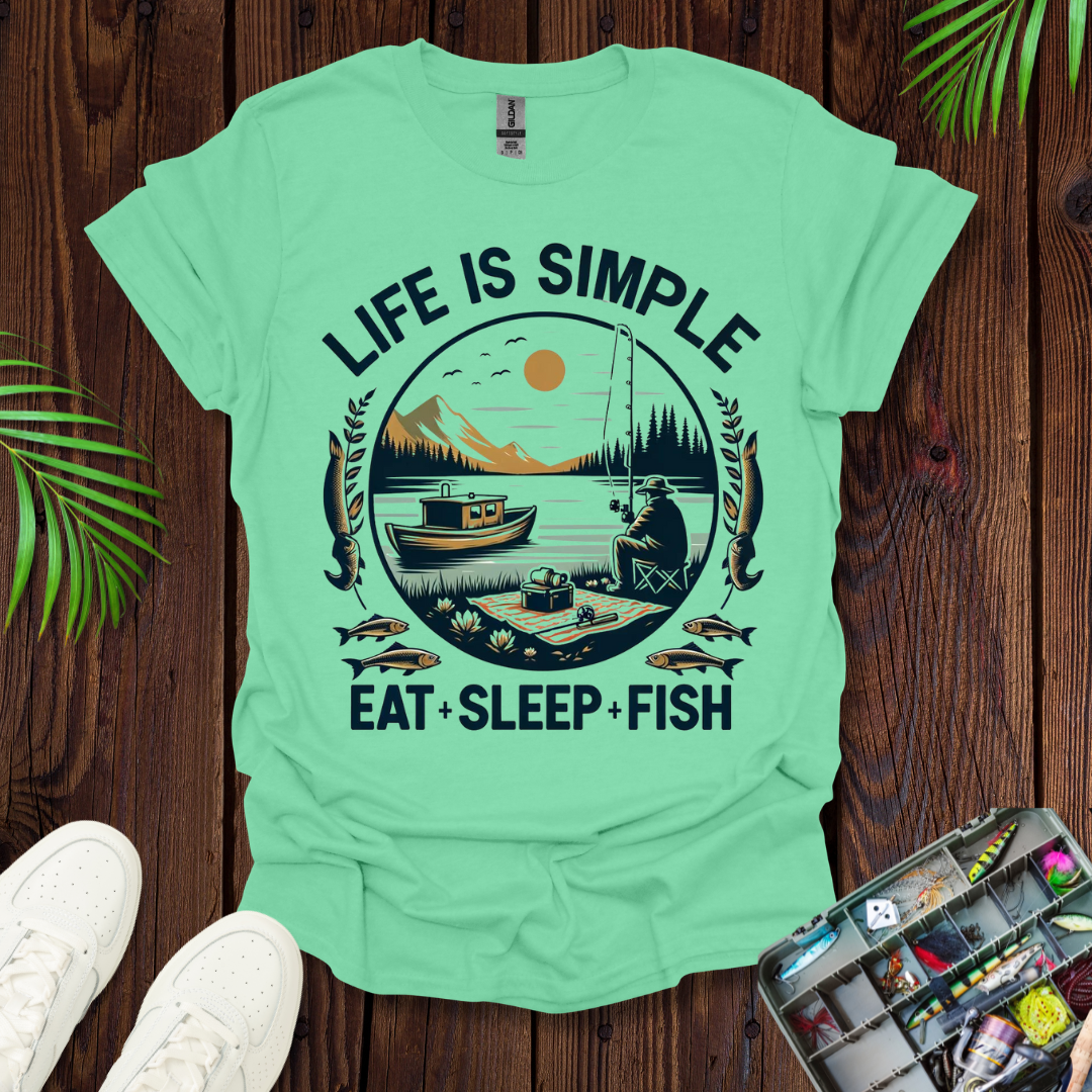 Life Is Simple Eat Sleep Fish T-Shirt