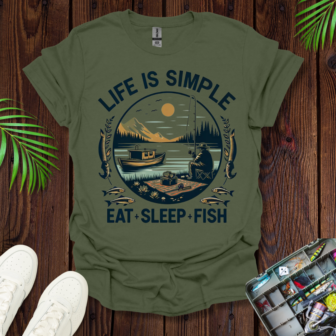 Life Is Simple Eat Sleep Fish T-Shirt