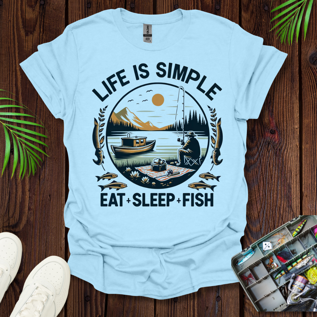 Life Is Simple Eat Sleep Fish T-Shirt