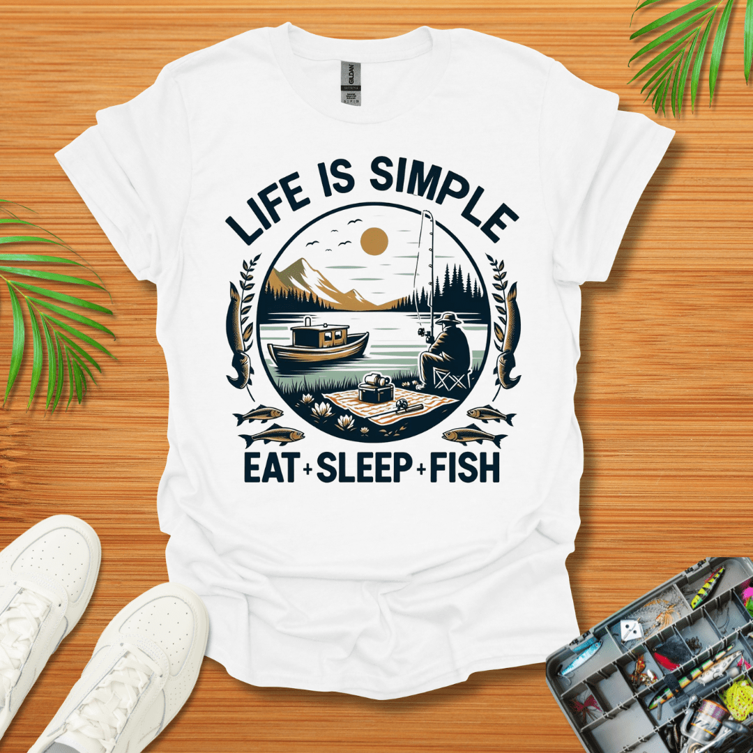 Life Is Simple Eat Sleep Fish T-Shirt