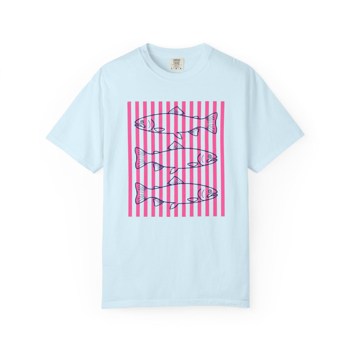 Striped Salmon Graphic T‑Shirt