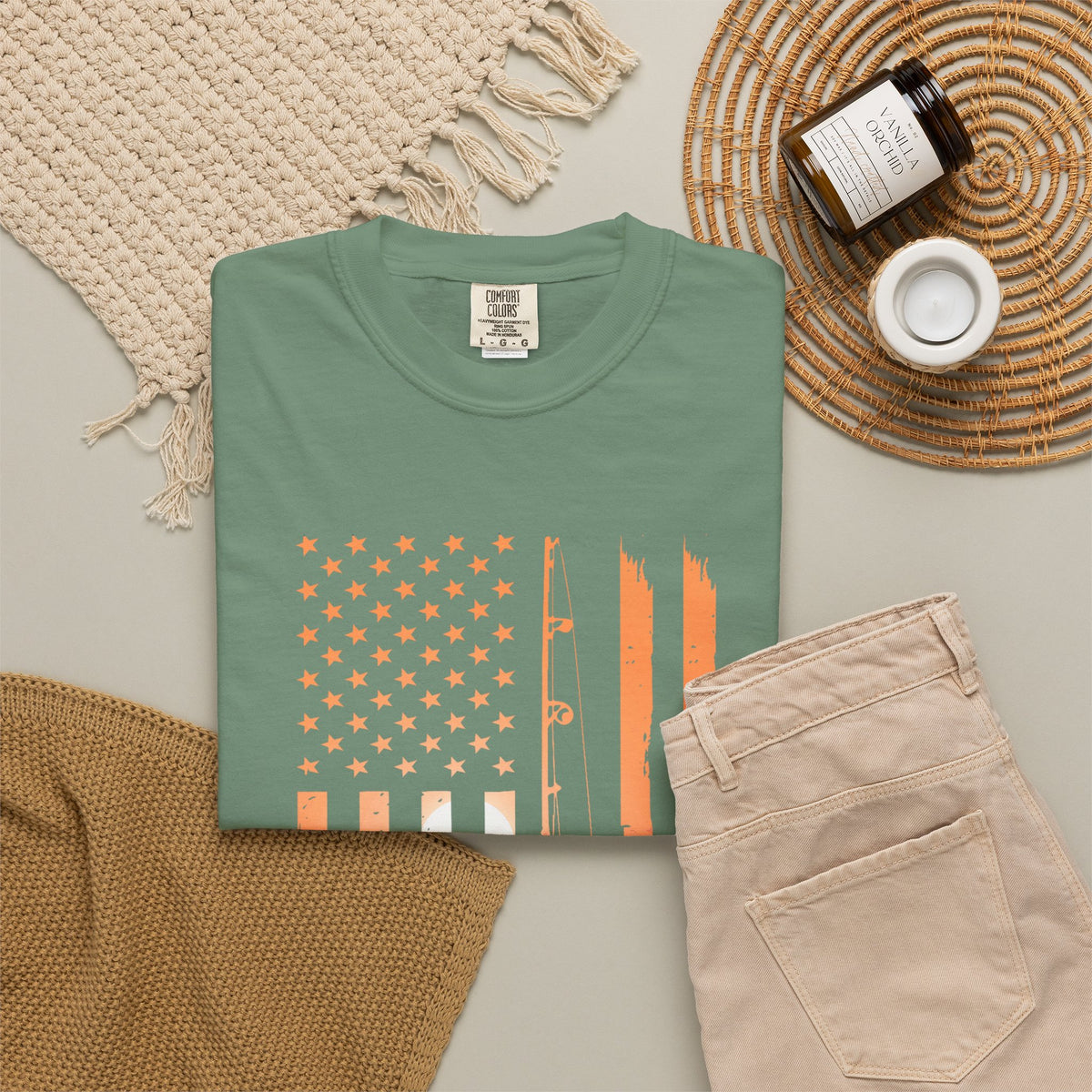 American Flag Beach T-Shirt