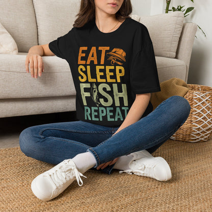 Eat Sleep Fish Repeat T-Shirt — Vintage Fishing Tee for Anglers