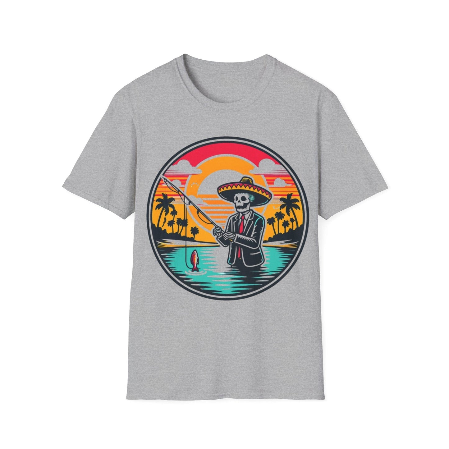 Skeleton Sombrero fishing  T-Shirt