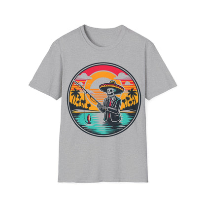 Skeleton Sombrero fishing  T-Shirt