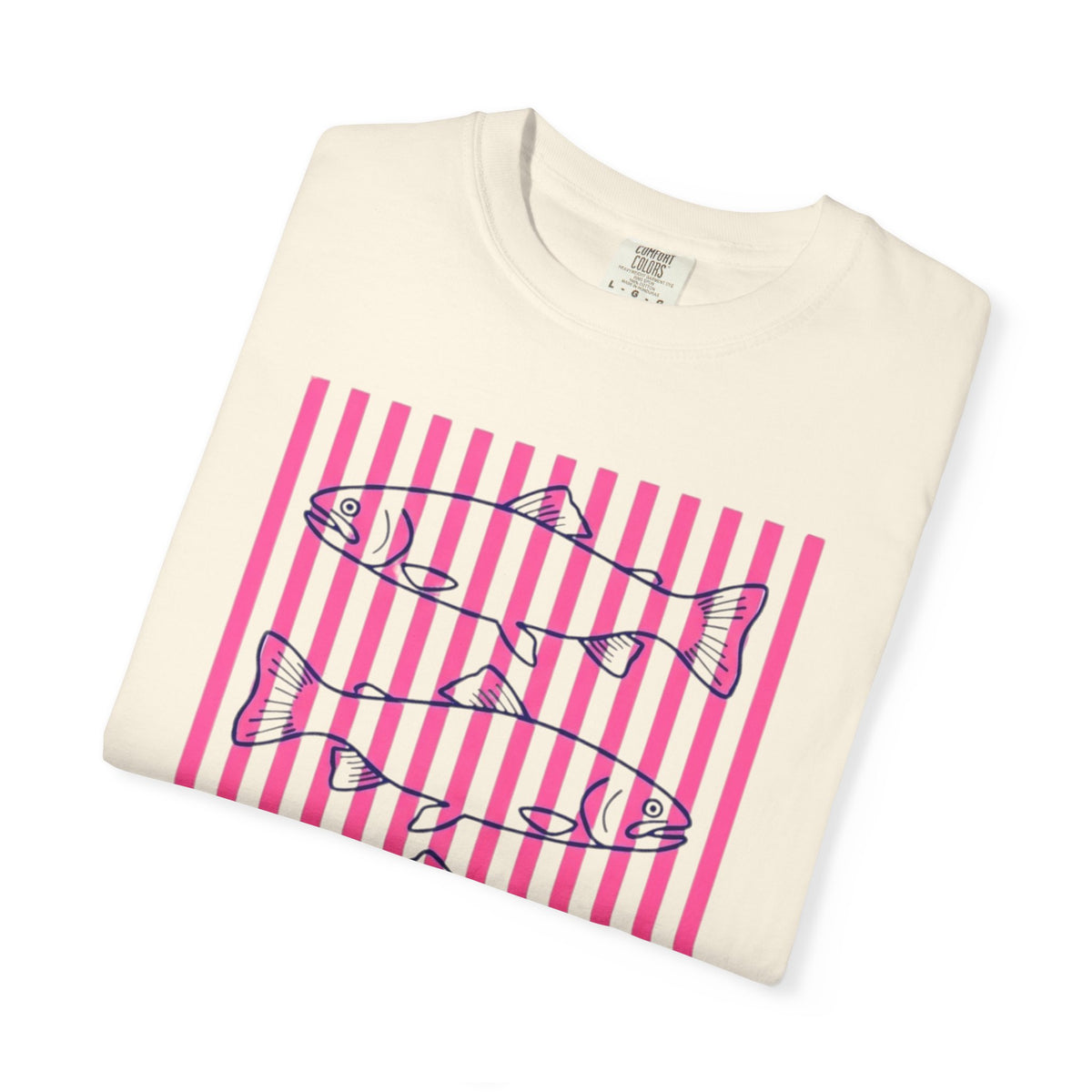 Striped Salmon Graphic T‑Shirt