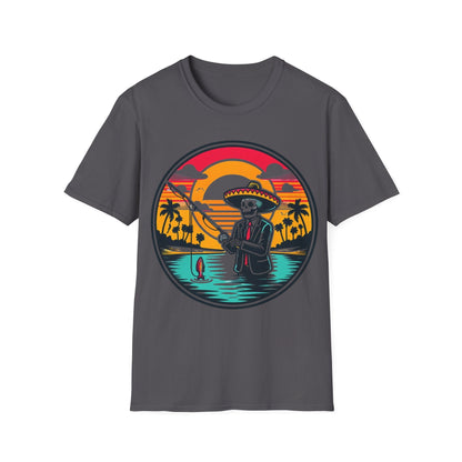 Skeleton Sombrero fishing  T-Shirt