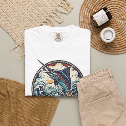 Marlin Wave T-Shirt — Vintage Ocean Fishing Graphic Tee