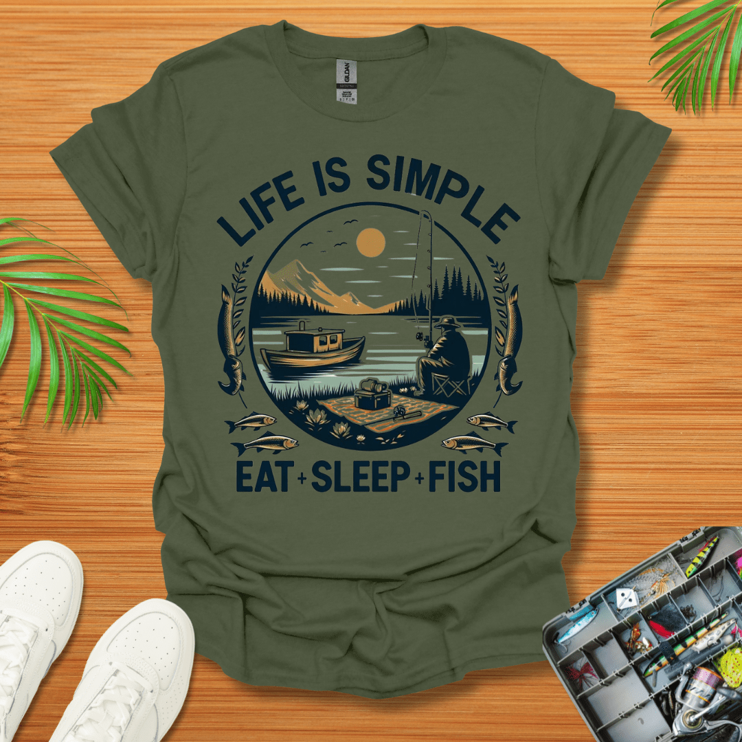 Life Is Simple Eat Sleep Fish T-Shirt