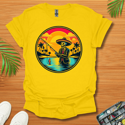 Skeleton Sombrero fishing  T-Shirt