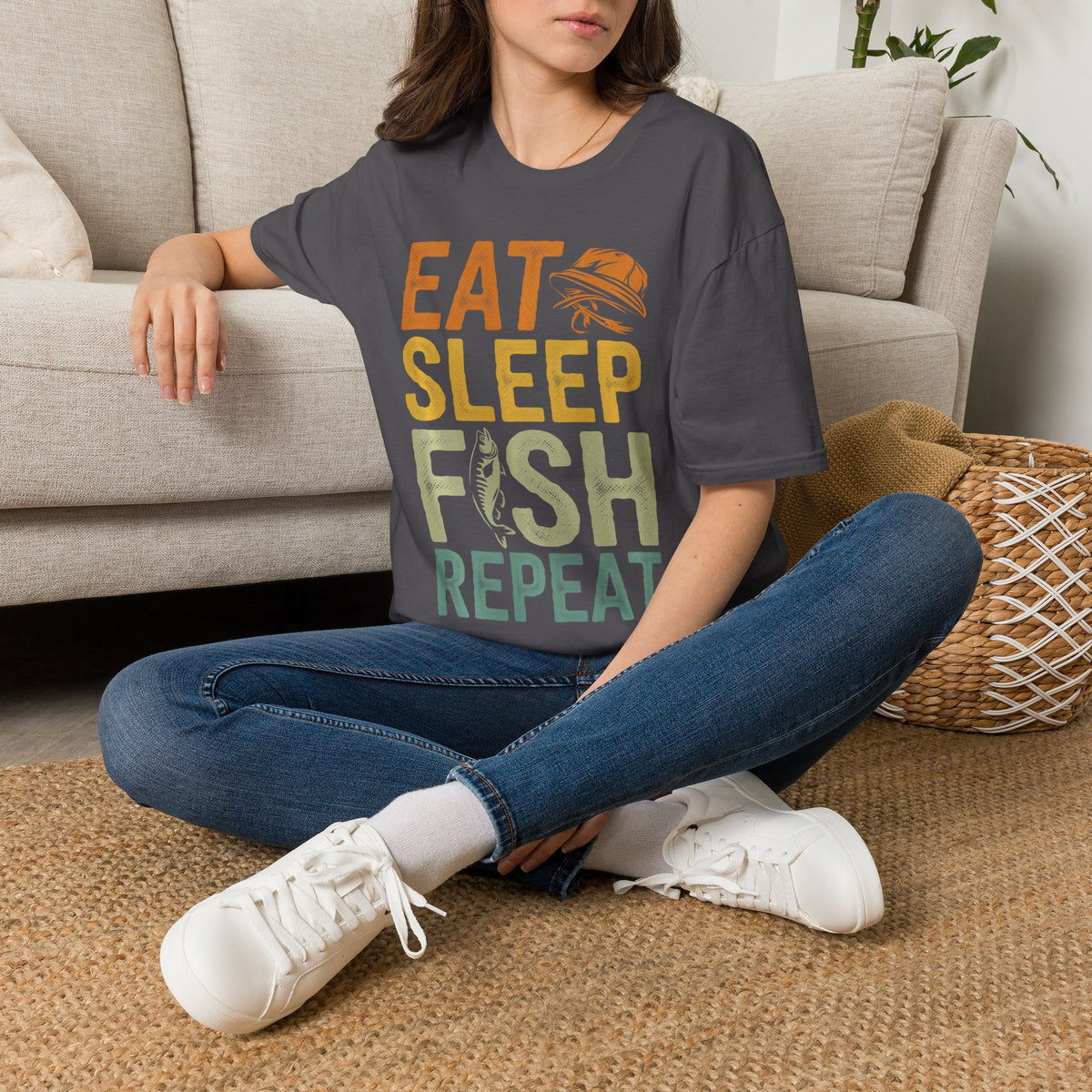 Eat Sleep Fish Repeat T-Shirt — Vintage Fishing Tee for Anglers