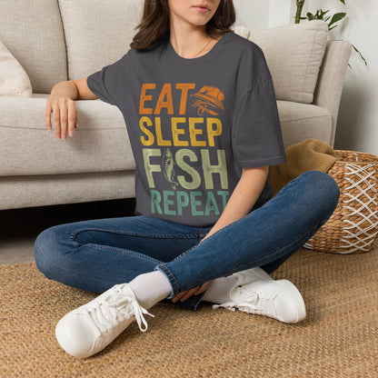 Eat Sleep Fish Repeat T-Shirt — Vintage Fishing Tee for Anglers