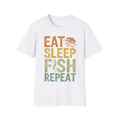 Eat Sleep Fish Repeat T-Shirt — Vintage Fishing Tee for Anglers