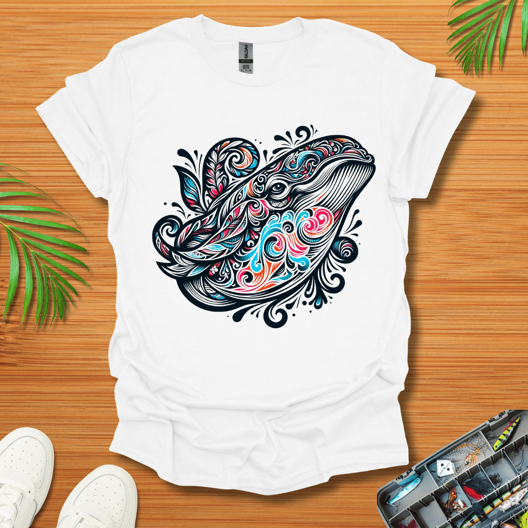 Floral Color Whale  T-Shirt