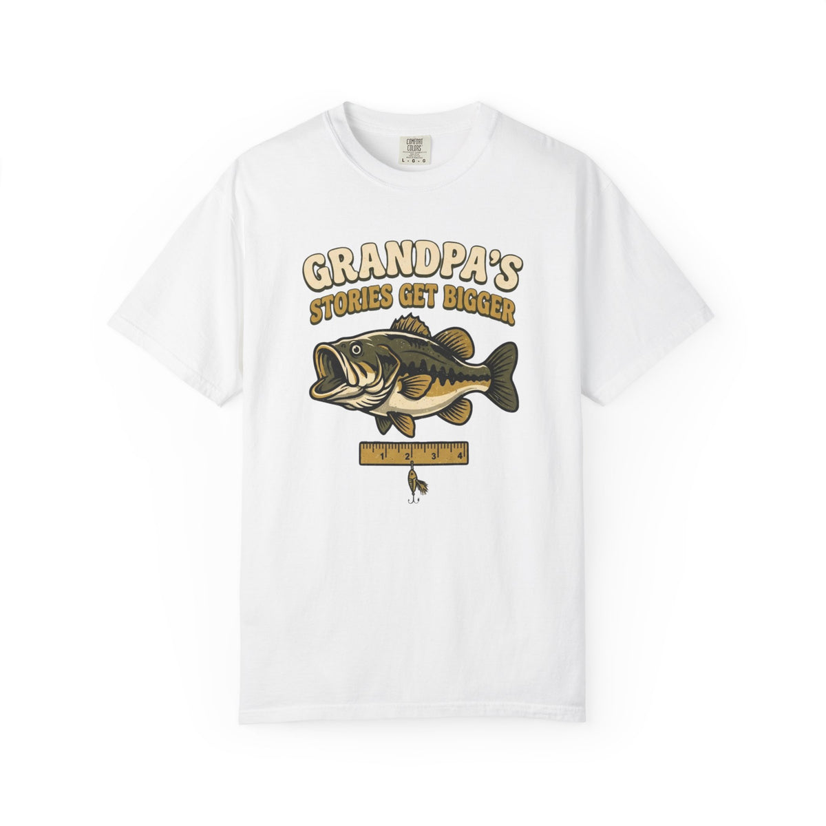 Fishing Grandpa T-Shirt — "Grandpa's Stories Get Bigger" Vintage Bass Tee