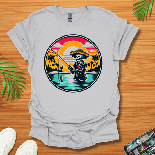 Skeleton Sombrero fishing  T-Shirt