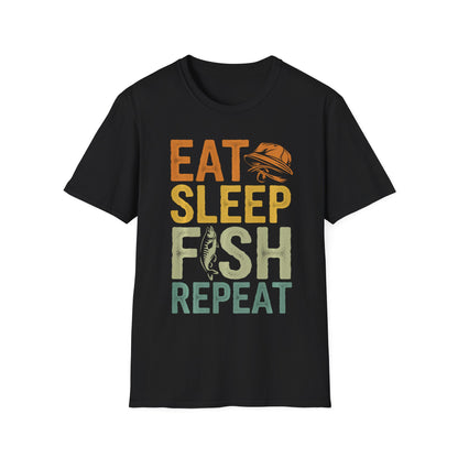 Eat Sleep Fish Repeat T-Shirt — Vintage Fishing Tee for Anglers