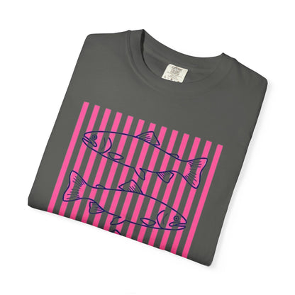 Striped Salmon Graphic T‑Shirt