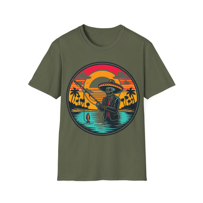 Skeleton Sombrero fishing  T-Shirt