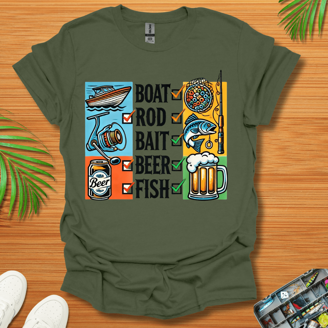 Boat  Rod Bait Beer Fish T-Shirt