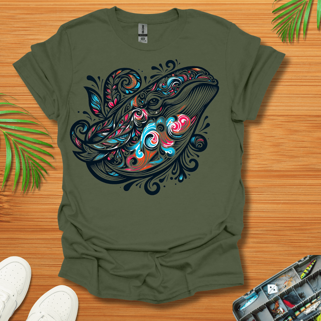 Floral Color Whale  T-Shirt