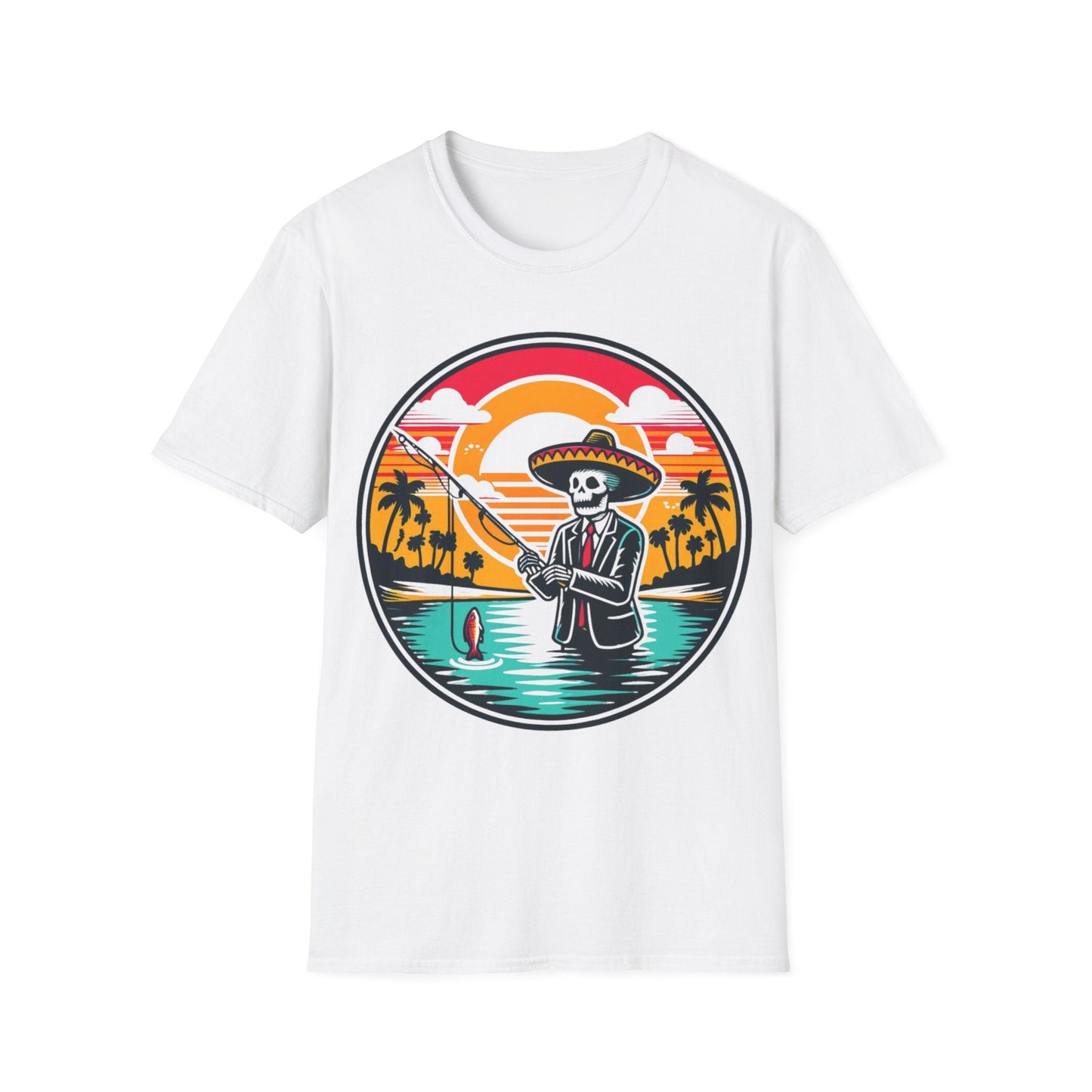 Skeleton Sombrero fishing  T-Shirt