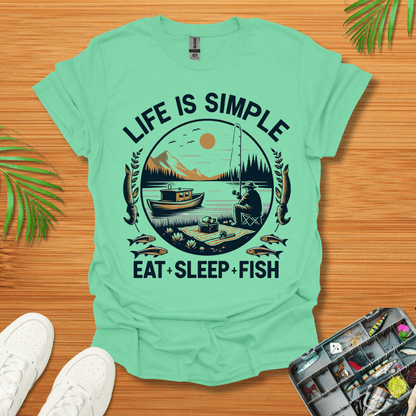 Life Is Simple Eat Sleep Fish T-Shirt