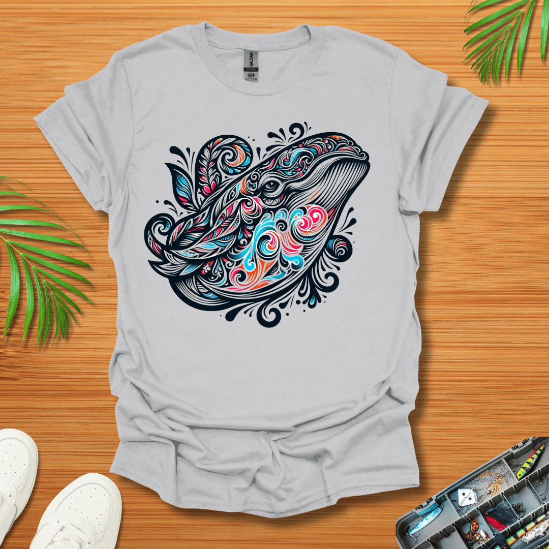 Floral Color Whale  T-Shirt