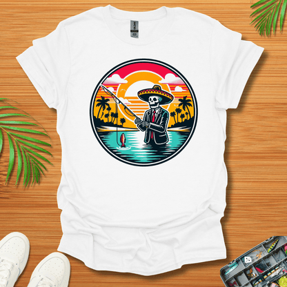 Skeleton Sombrero fishing  T-Shirt