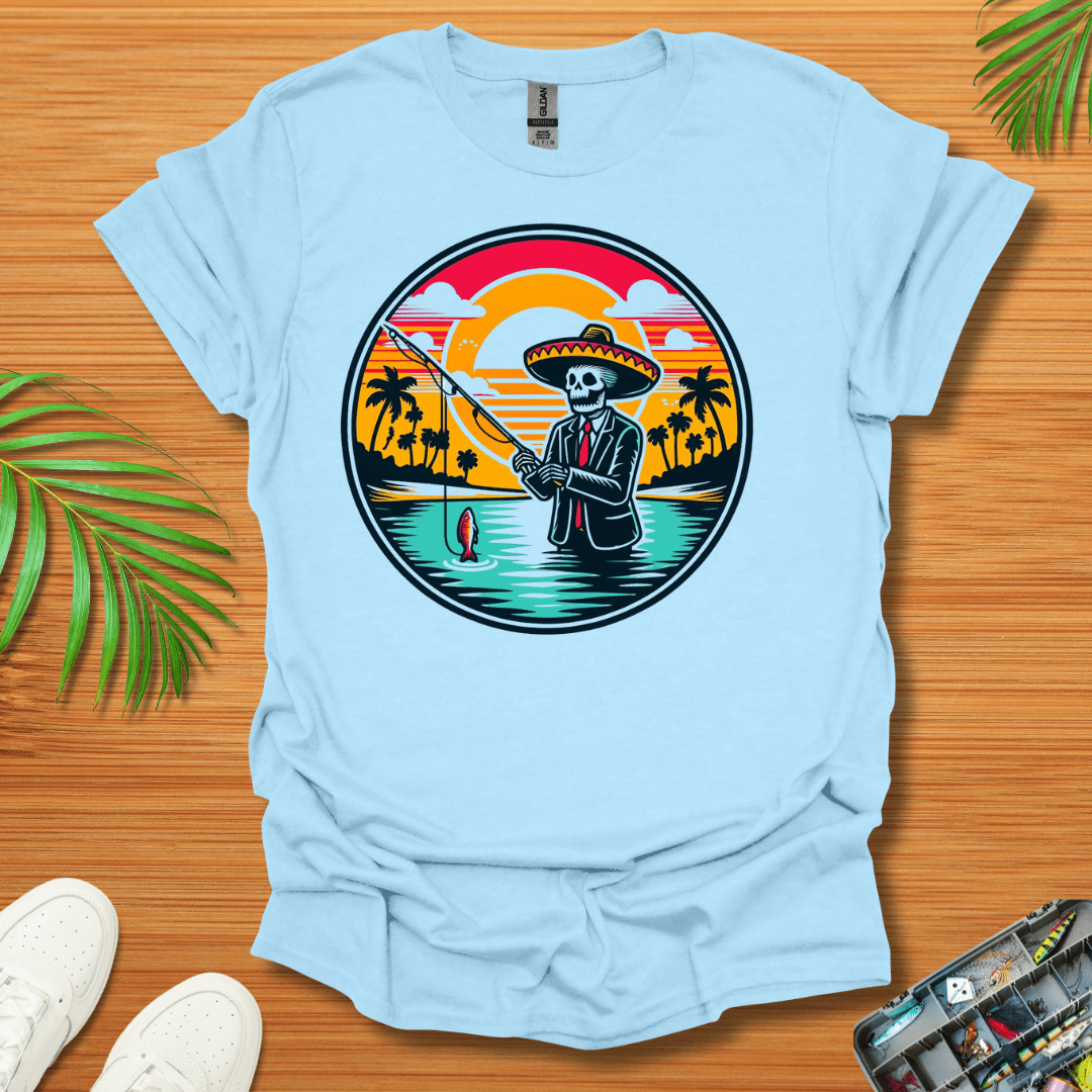 Skeleton Sombrero fishing  T-Shirt