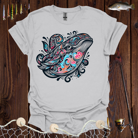 Floral Color Whale  T-Shirt