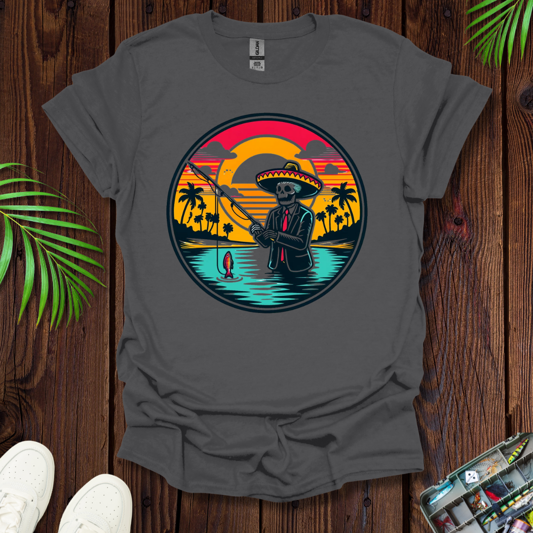 Skeleton Sombrero fishing  T-Shirt