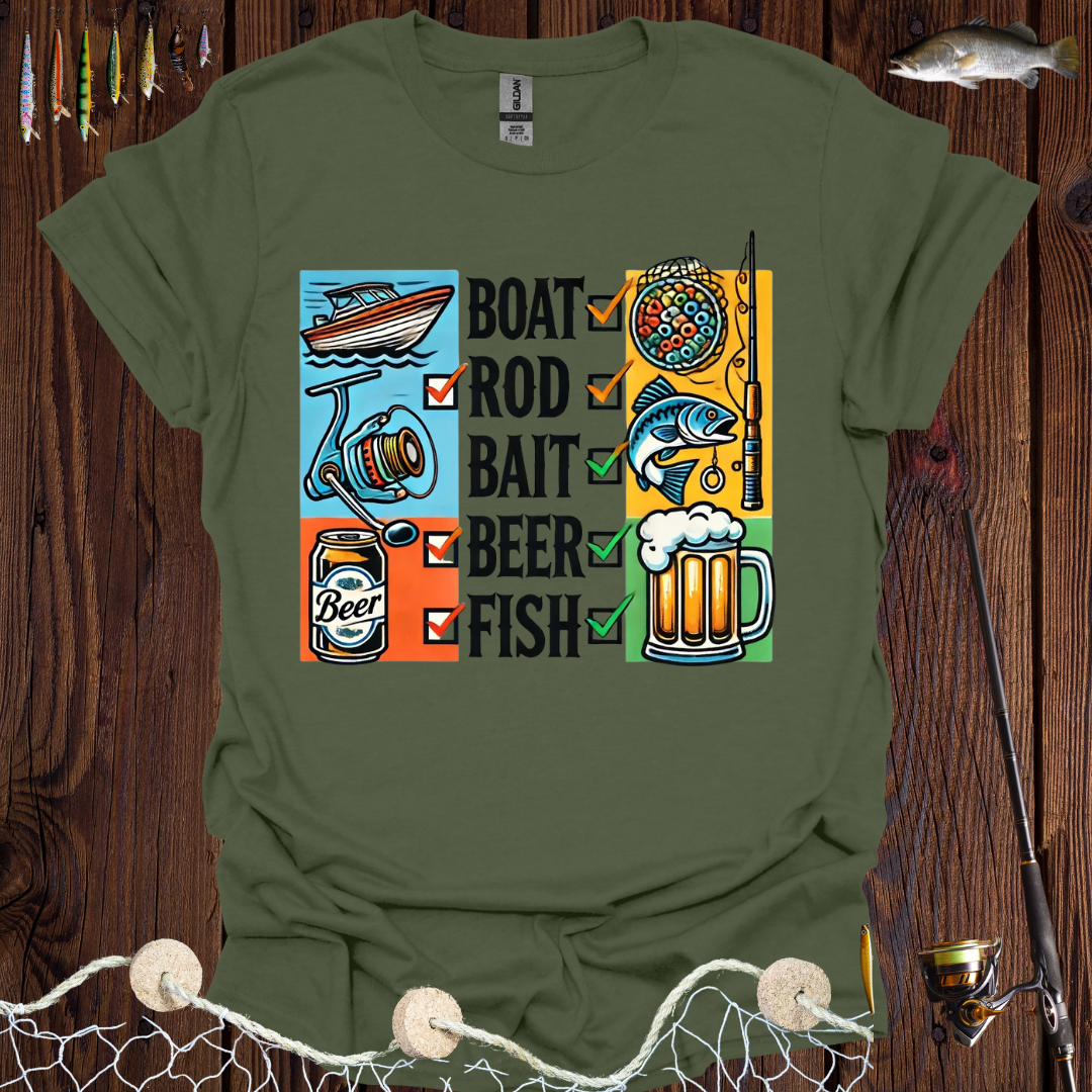 Boat  Rod Bait Beer Fish T-Shirt