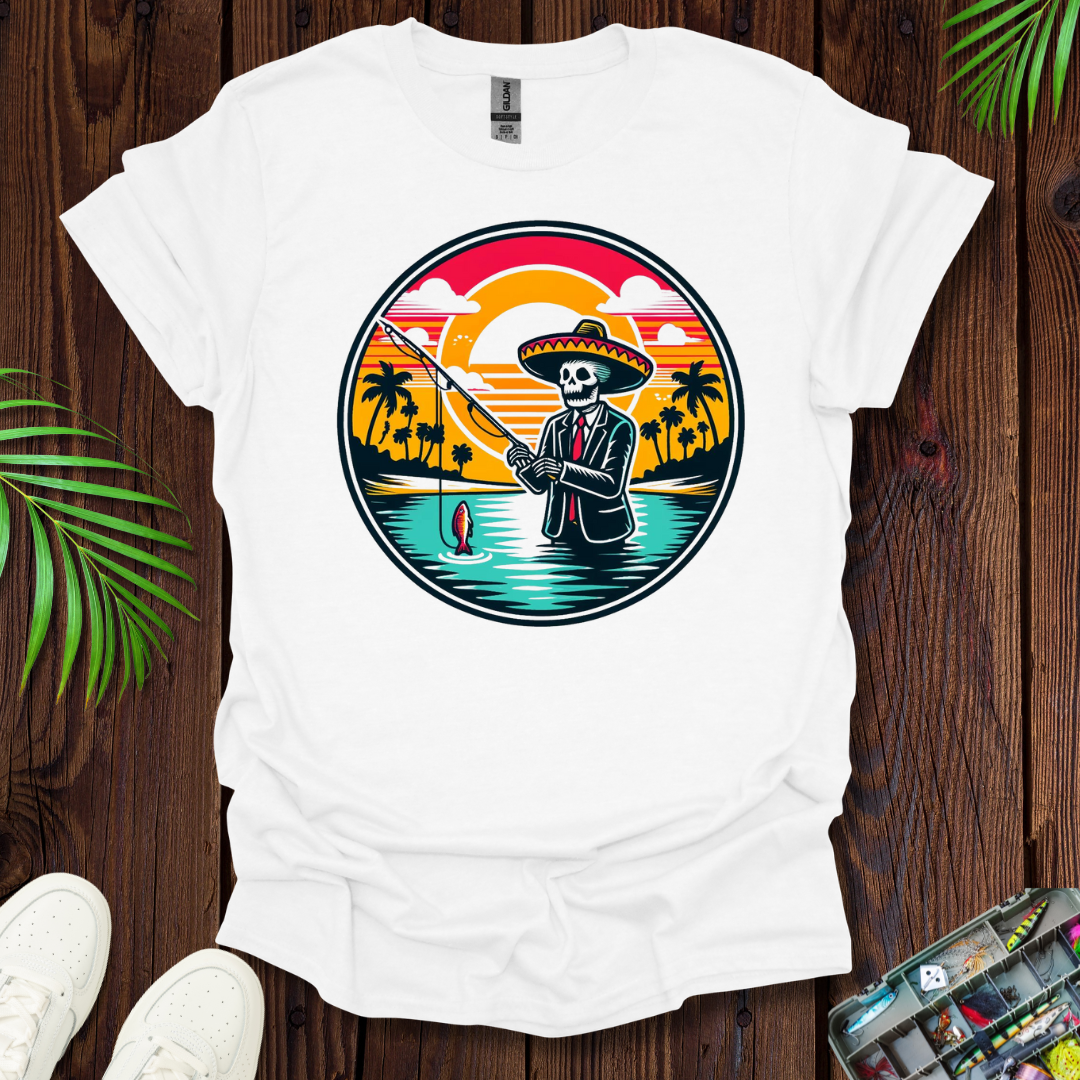 Skeleton Sombrero fishing  T-Shirt
