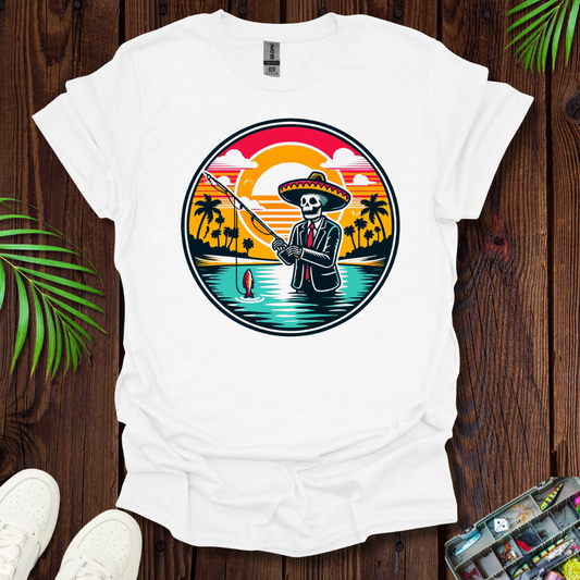 Skeleton Sombrero fishing  T-Shirt