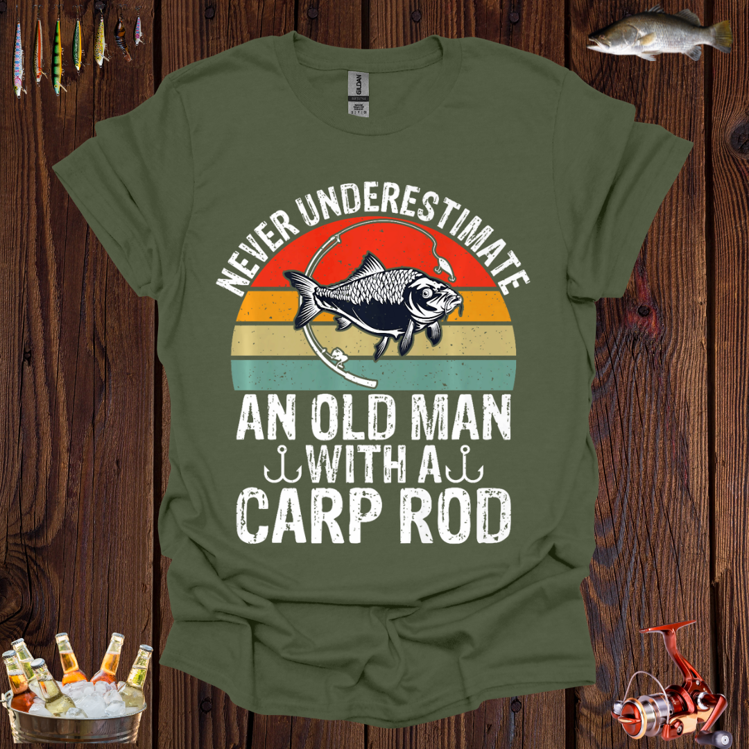 'Never Underestimate An Old Man With A Carp Rod' T-Shirt