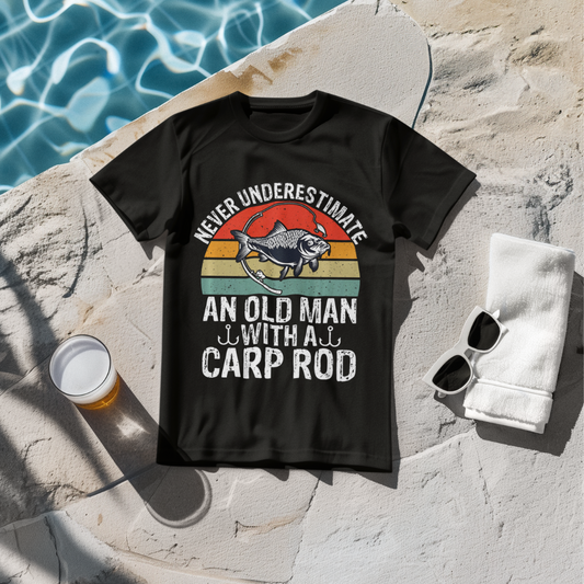 'Never Underestimate An Old Man With A Carp Rod' T-Shirt