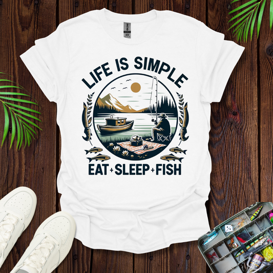 Life Is Simple Eat Sleep Fish T-Shirt